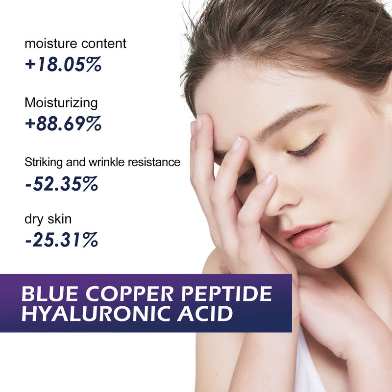 Blue Copper Peptide Hyaluronic Acid Essence Moisturizes Anti-Wrinkle, Even Skin Tone And Smooths Fine Lines And Tender Skin