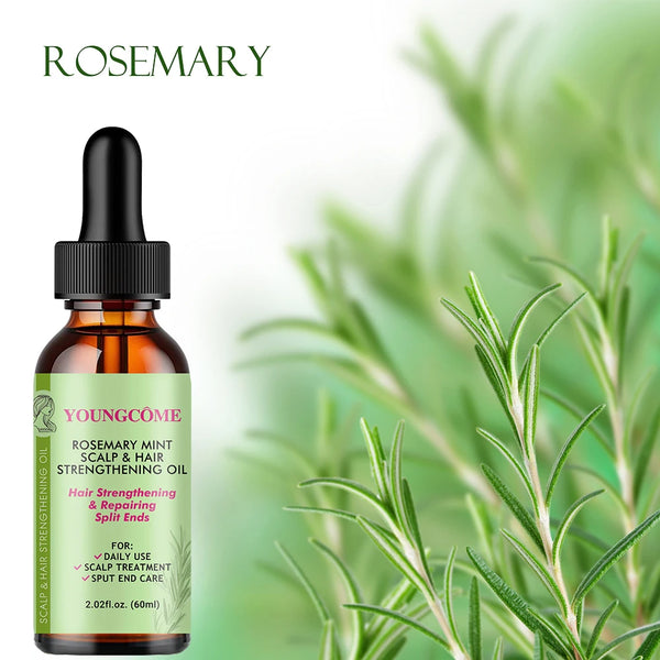 Huile de croissance des cheveux au romarin et à la menthe, prévient la sécheresse des cheveux, hydratante, douce, nourrissante, organique doux et brillant, huile de soin pour cheveux