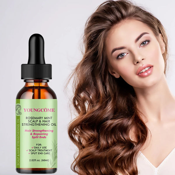 Huile de croissance des cheveux au romarin et à la menthe, prévient la sécheresse des cheveux, hydratante, douce, nourrissante, organique doux et brillant, huile de soin pour cheveux